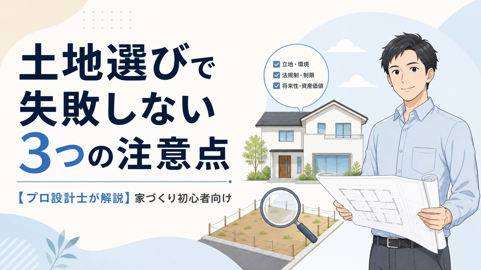 【設計士が解説】土地選び失敗しない3つの注意点